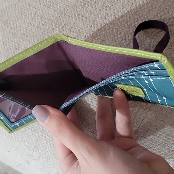 Fossil pocket wallet with elastic green and purple - Picture 5 of 5